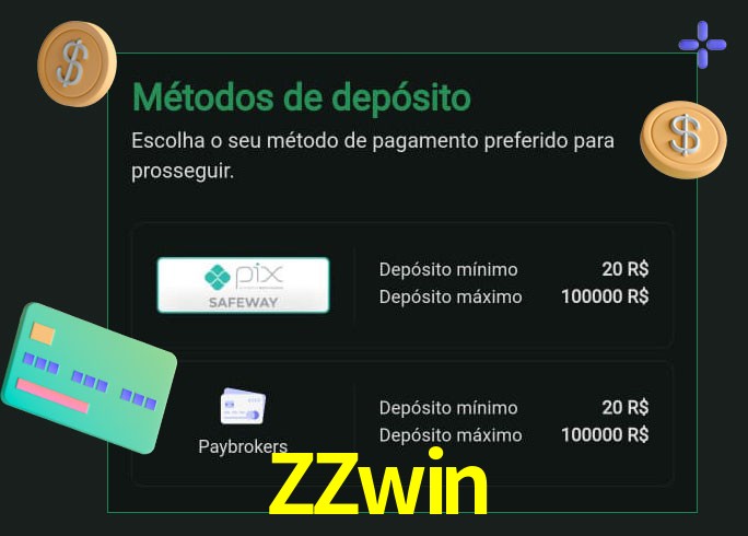 O cassino ZZwin oferece uma grande variedade de métodos de pagamento